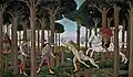 Primer episodio de La Historia de Nastagio degli Onesti, de Sandro Botticelli, 1483.