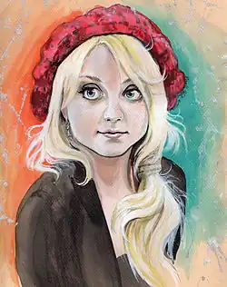 Recreación artística de Evanna Lynch como Luna Lovegood en las películas de Harry Potter.