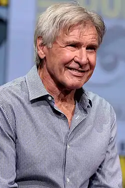 Harrison Ford hablando en la Comic-Con de San Diego de 2017 en California