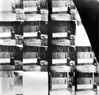 Secuencia de 12 cuadros completos + 4 cuadros parciales, del National Science Museum, Londres, alrededor de 1931 (cortesía de NMPFT, Bradford) NMPFT. Filmado en París antes del 18 de agosto de 1887.