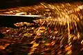 Imagen tomada a bordo de un avión girando sobre el aeropuerto de San José durante la noche. Las luces de la ciudad forman líneas concéntricas.
