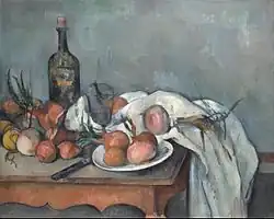 Bodegón: Bodegón con cebollas (1895-1900), de Paul Cézanne.