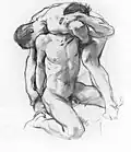 Male Nudes Wrestling de John Singer Sargent (c. 1880).